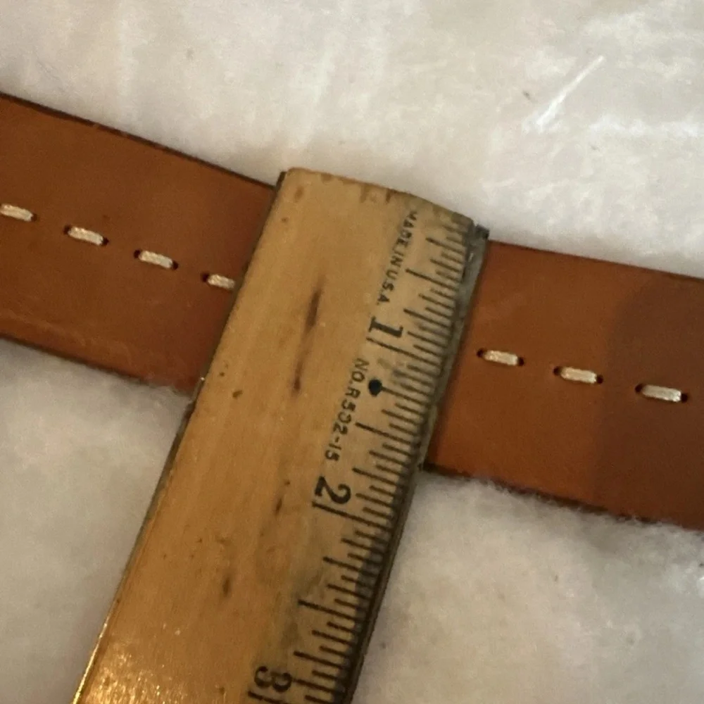 John W. Nordstrom Brown Leather Belt White Stitching Hand Crafted In USA 36